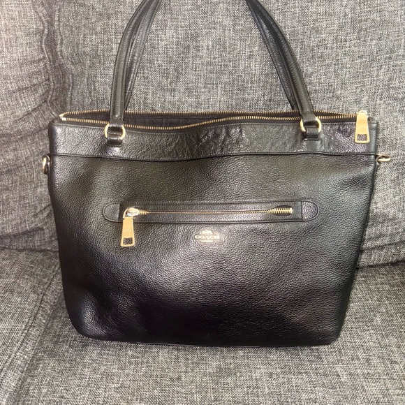 Coach Black Pebbled Leather Tyler Crossbody with Gold Accents - Picture 1 of 8